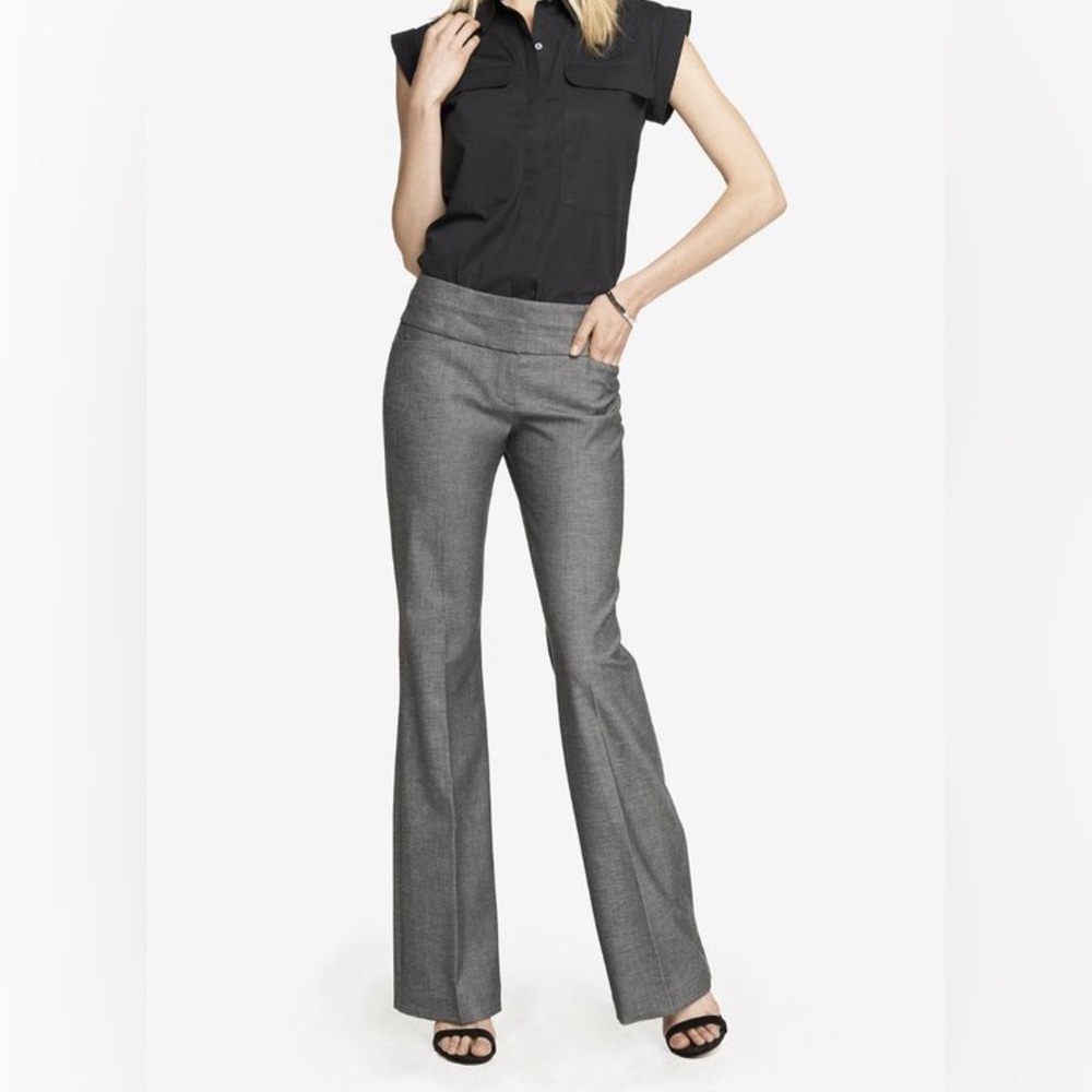 Light Tweed Wide Waistband Flare Editor Pant

by Express